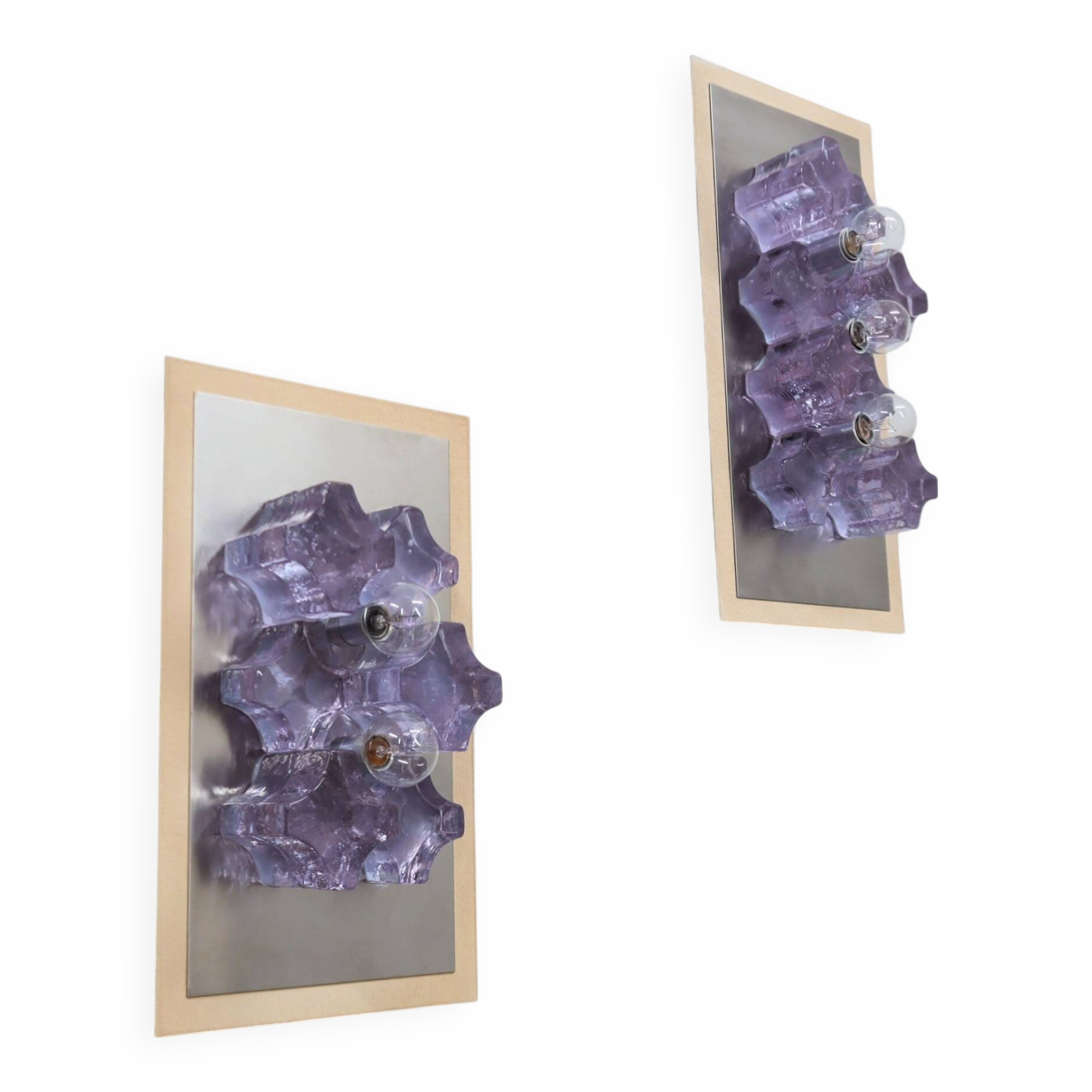 Sculptural Poliarte Murano glass wall sconces 1970s, set of 2