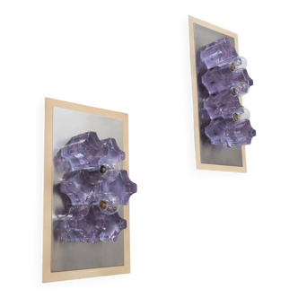 Sculptural Poliarte Murano glass wall sconces 1970s, set of 2