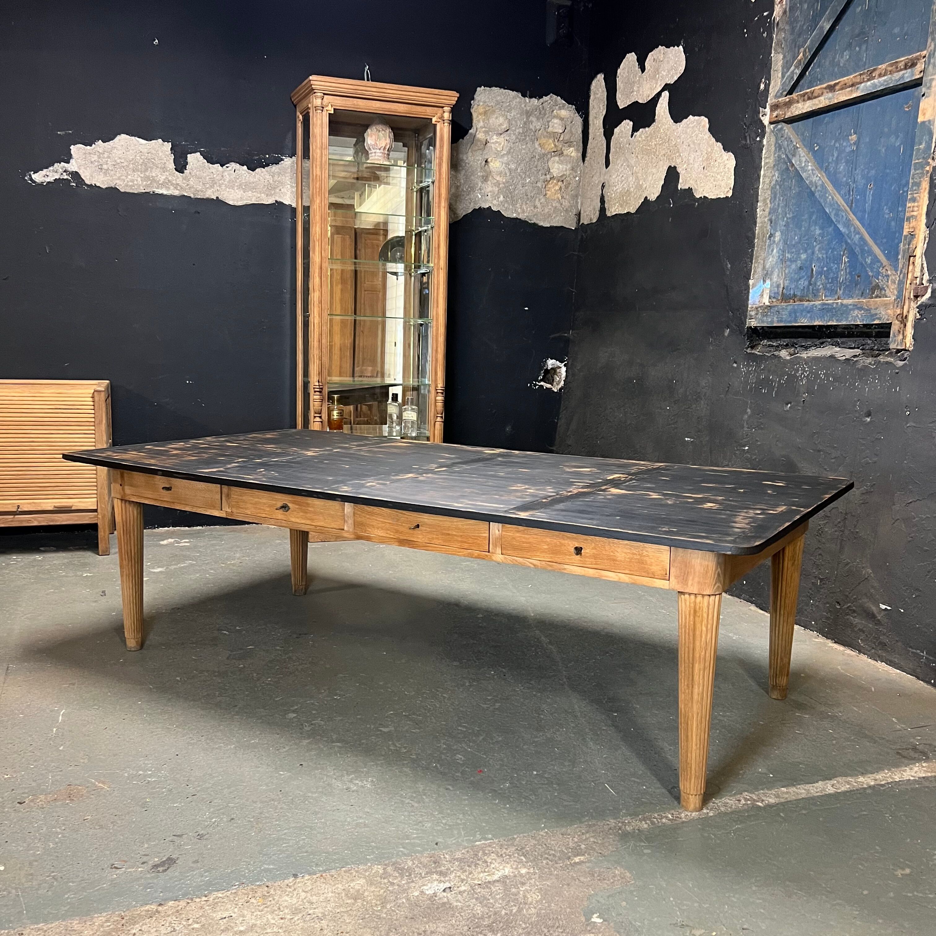 Old oak bookcase table 8 drawers