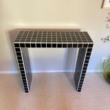Console tile black mosaic and white joint