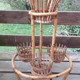 Vintage rattan plant holder