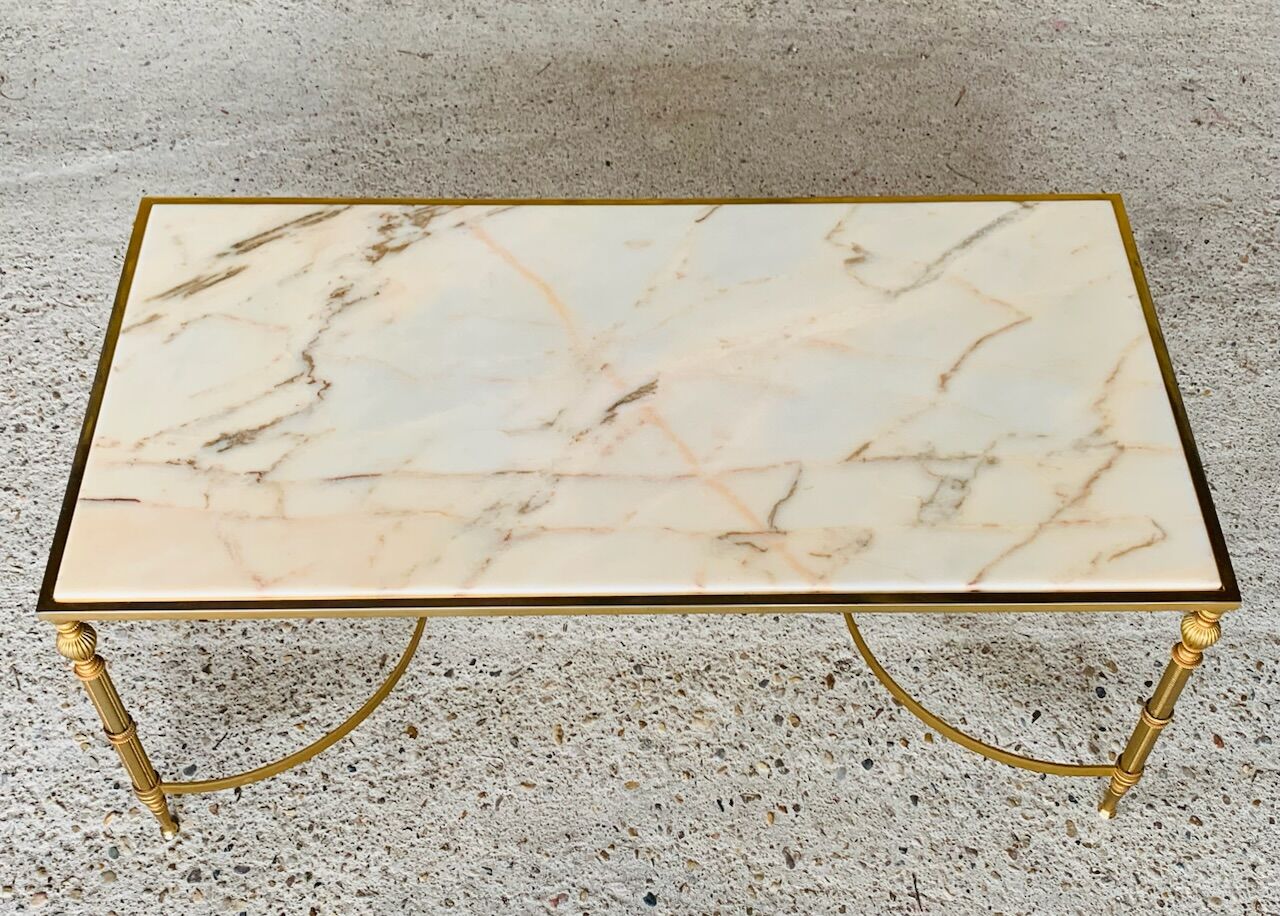 Marble and brass coffee table, circa 60's