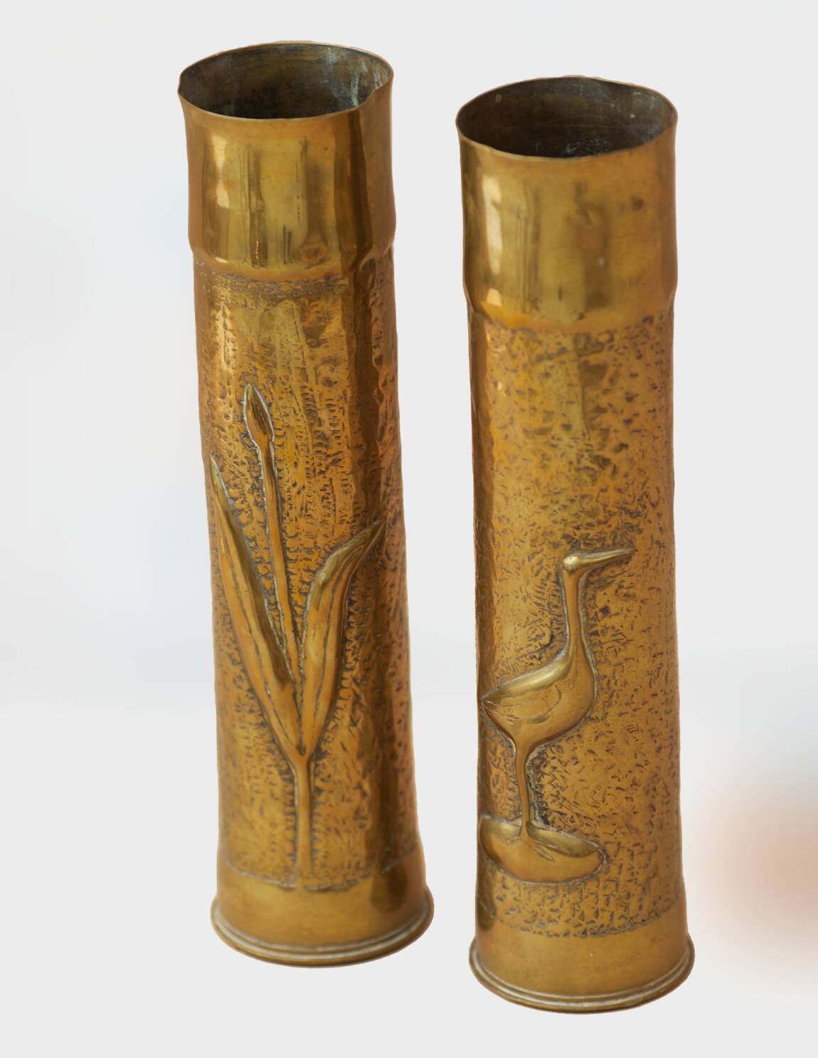 Pair of vintage Art Deco Brass vases Circa 191