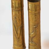 Pair of vintage Art Deco Brass vases Circa 191