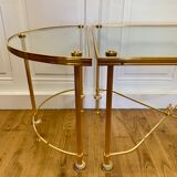 Table basse tripartite en laiton et verre