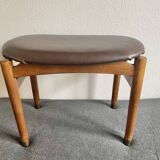 Stool in wood & leather 50/60