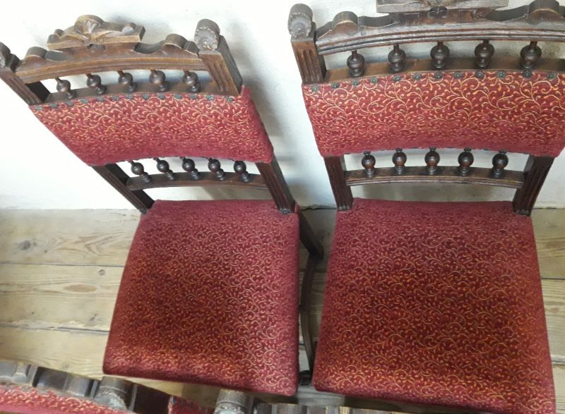 Series of 6 reupholstered Renaissance style chairs
