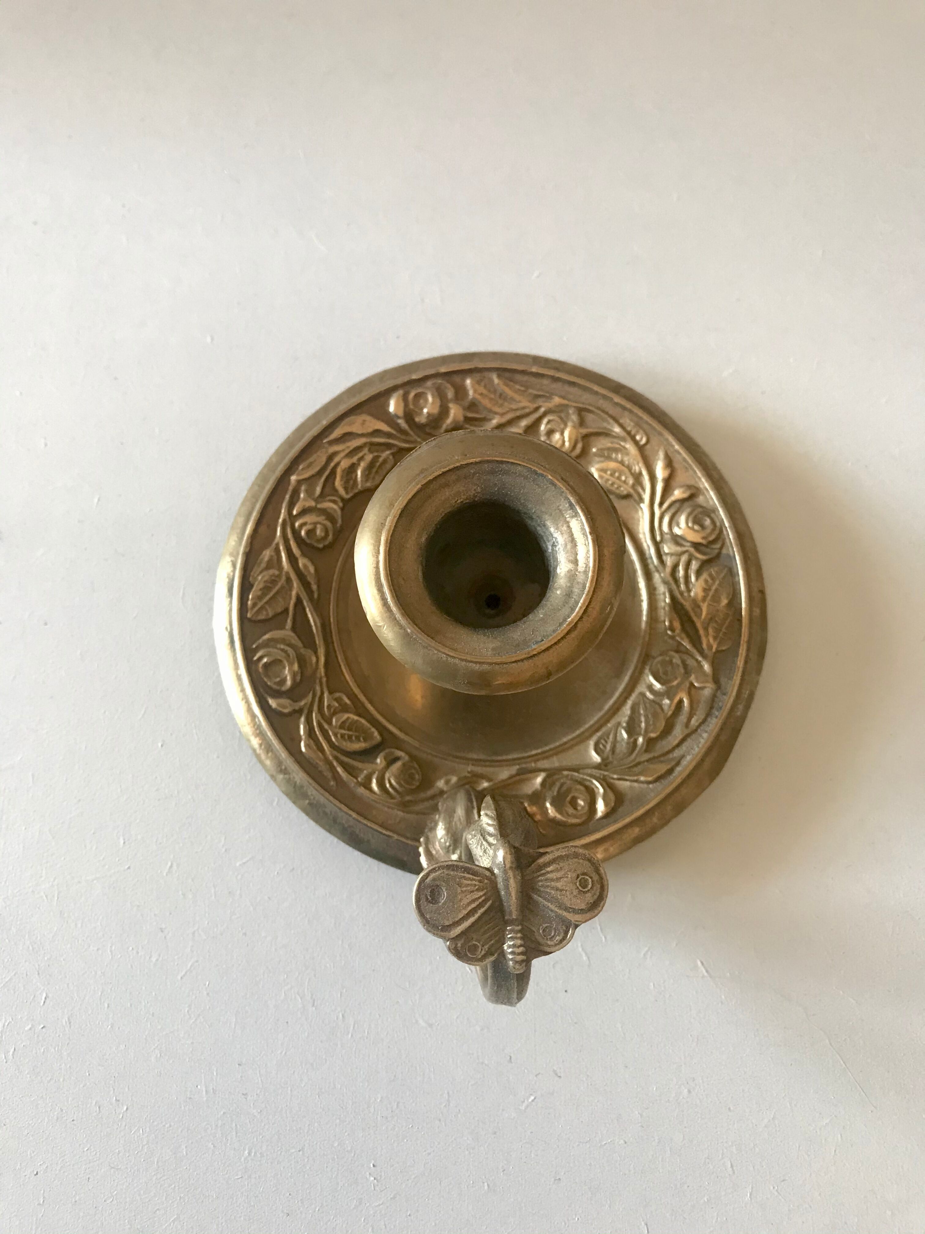 Art nouveau golden bronze candlestick