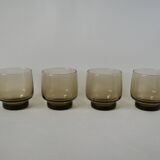 Set of 4 designer water glasses in 70s smoked glass