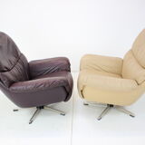 Set of two scandinavian adjustable leather armchairs by peem, 1970s, finland