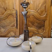 1950 Vintage Lustre Ceiling Light with 4 Opaline Shades