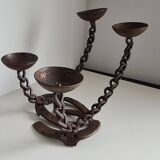 Pair of brutalist wrought iron candlesticks or lamp / Franz West style / 70s / vintage / artisanal work / Mid-Century
