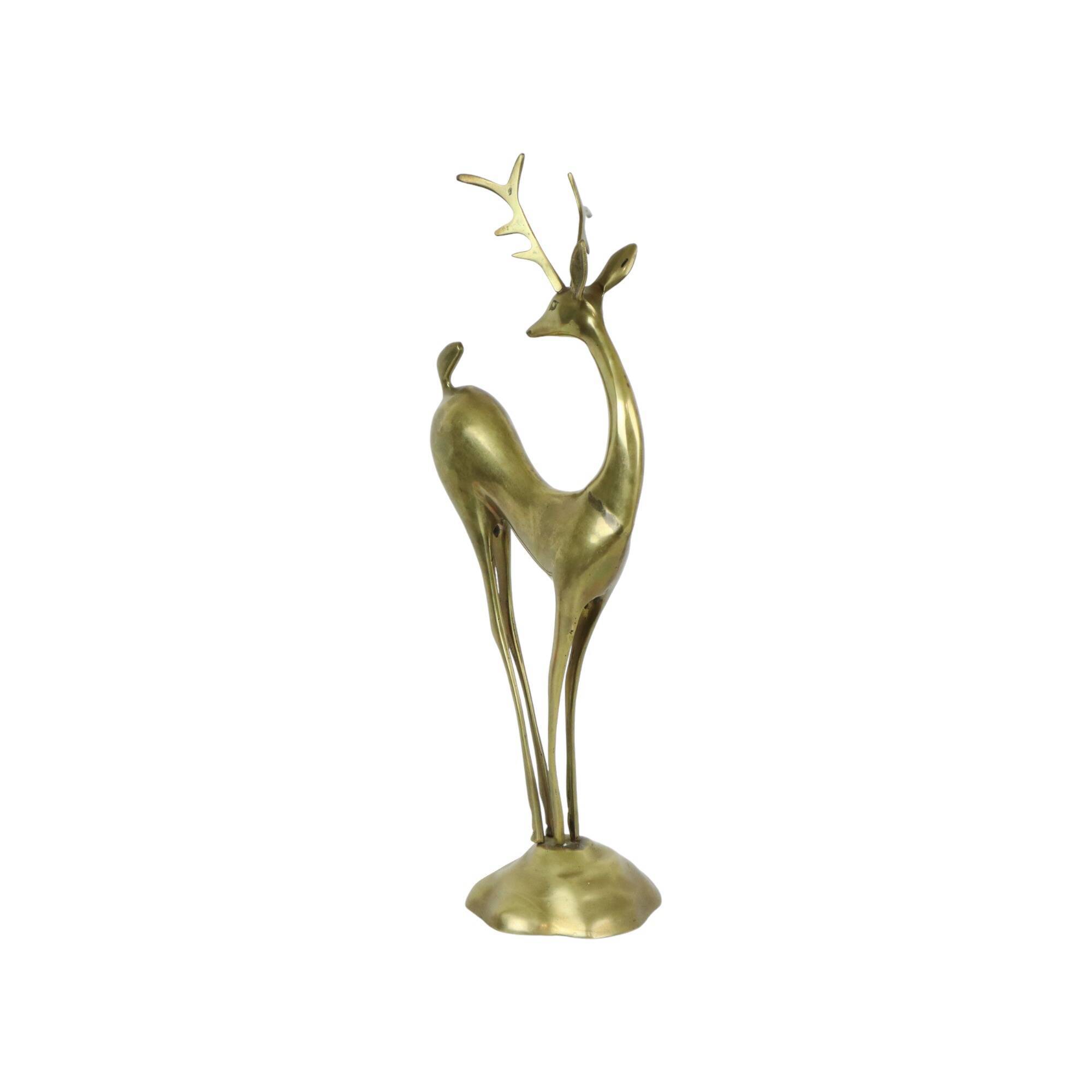 Large vintage brass deer statue sculpture art deco style christmas