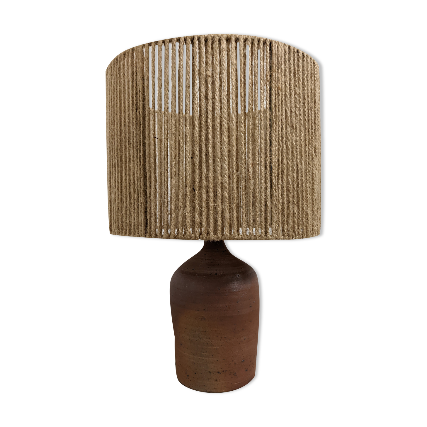 Vintage stoneware lamp and jute rope