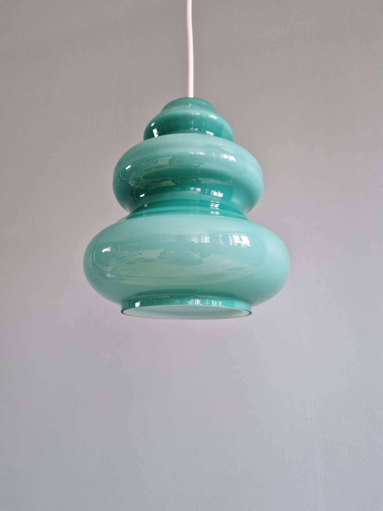 Suspension Space Age in blue-green opaline, 1960s