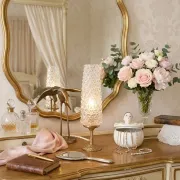 Retro chic art deco lamp, diamond tip & gilded brass