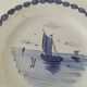 Large antique dish with a sailing boat design – signed A. Lebacqz & M. Bouchart