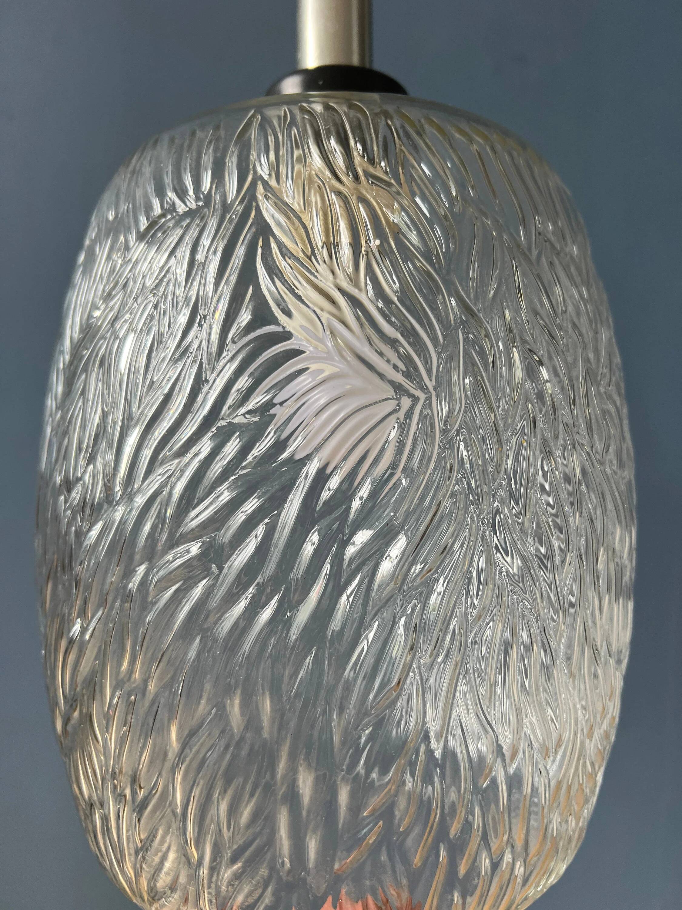 Transparent glass pendant with pattern, mid-century style