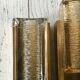 Pair of Vitrika wall lamps in glass and brass
