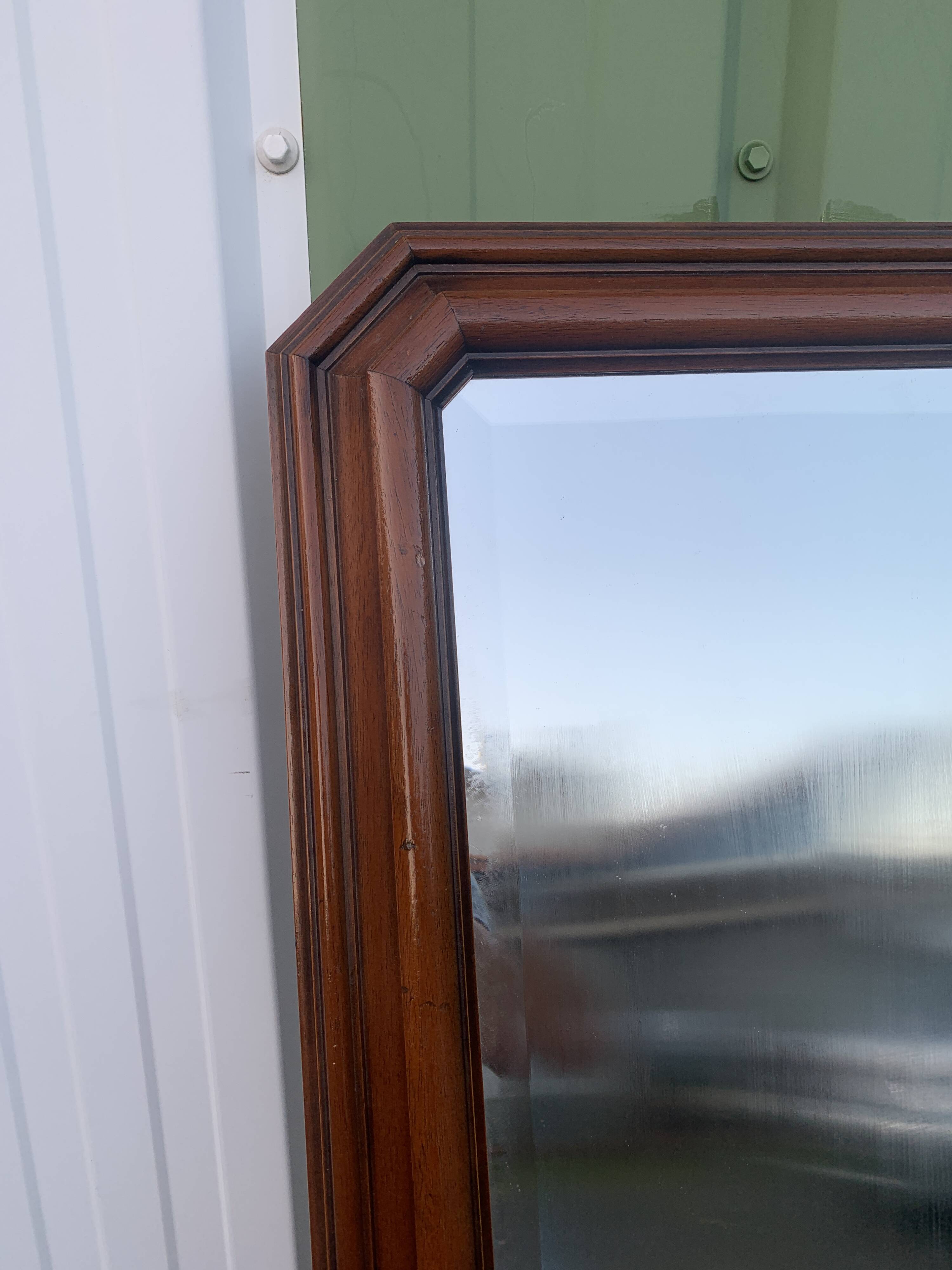 Octagonal beveled wooden mirror 71 x 55