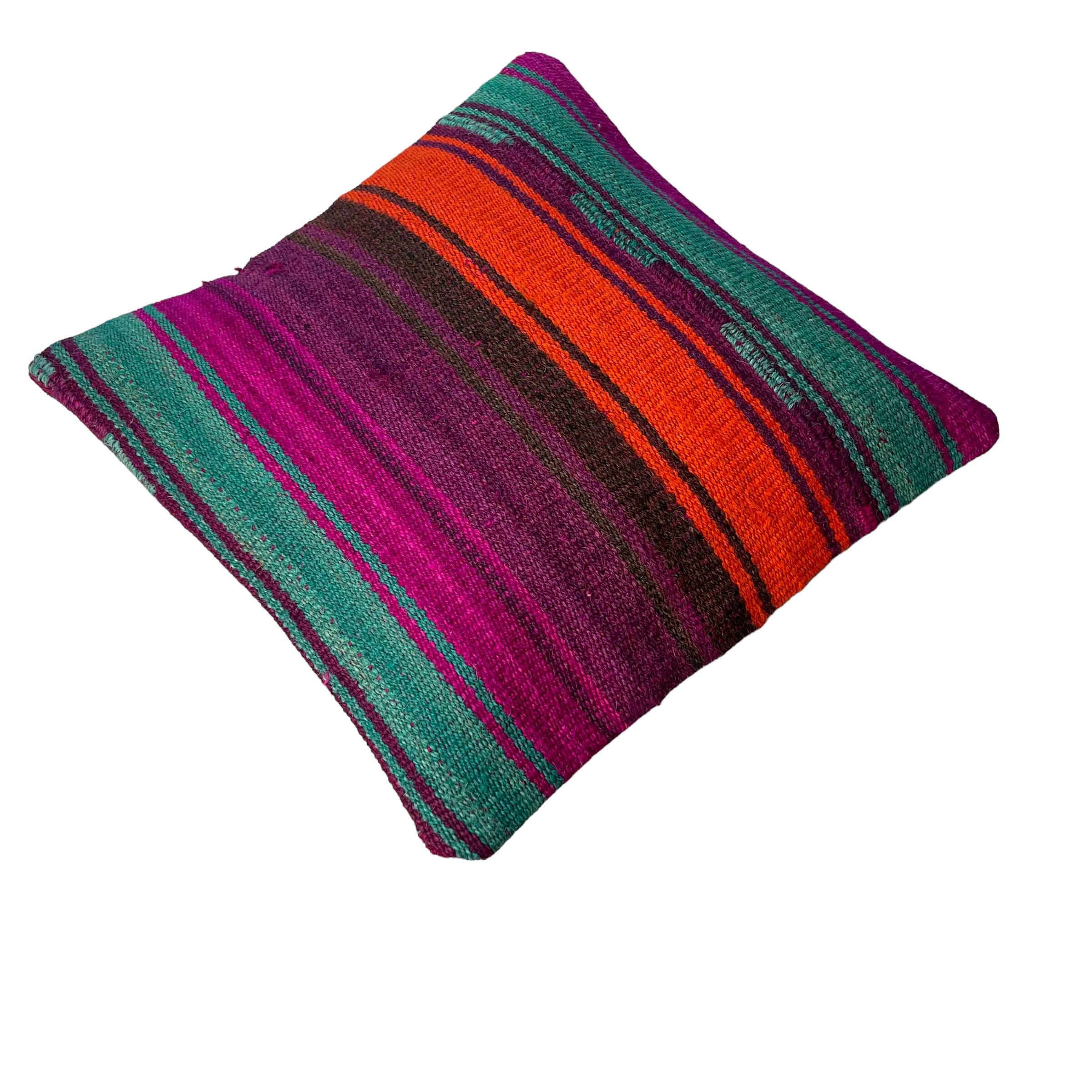 Vintage turkish kilim cushion cover , 40 x 40 cm