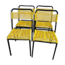 4 yellow scoubidou chairs, 1950