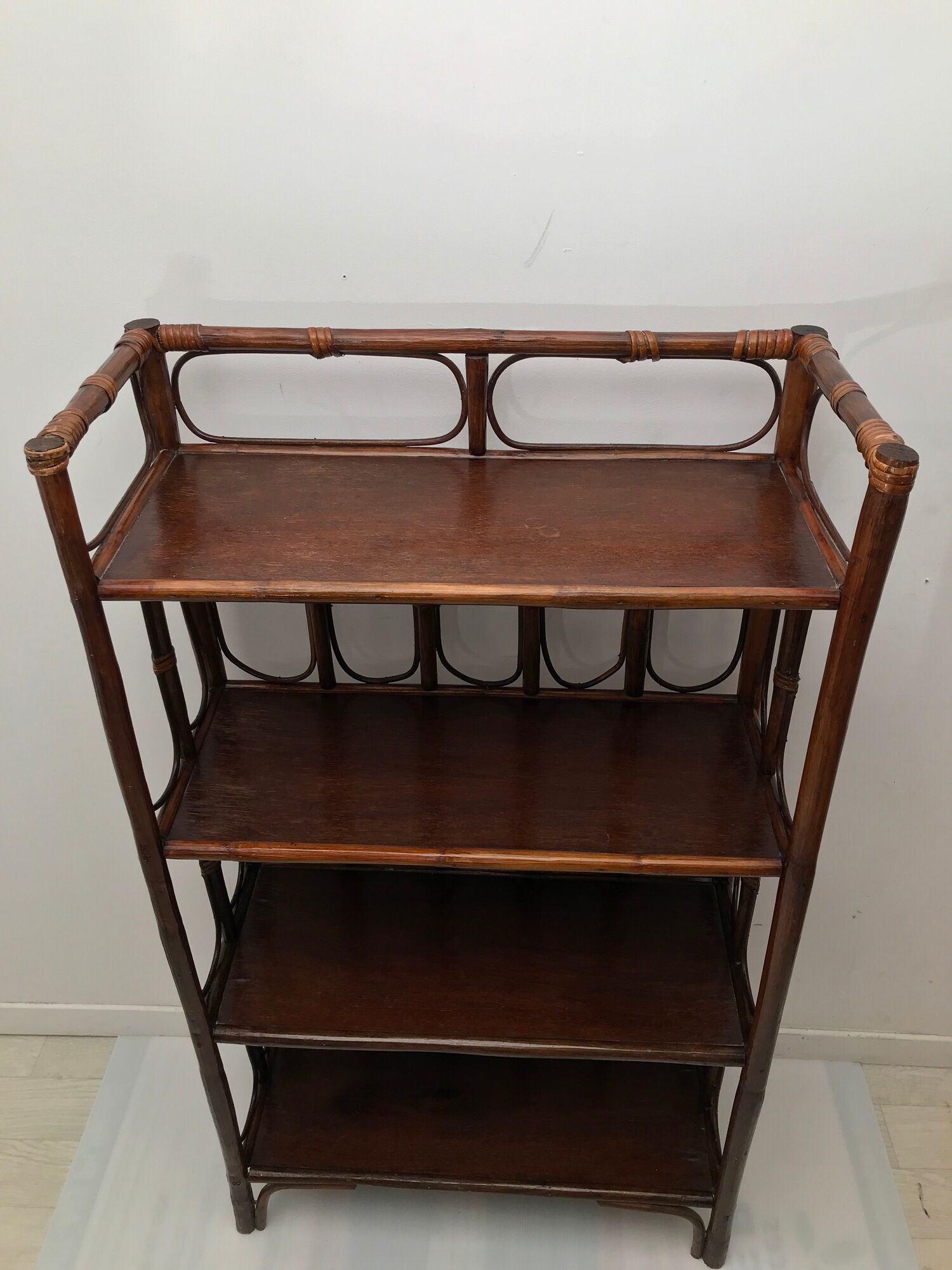 Vintage shelf in wicker rattan