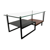 Old coffee table from the 50s-60s glass and teak design