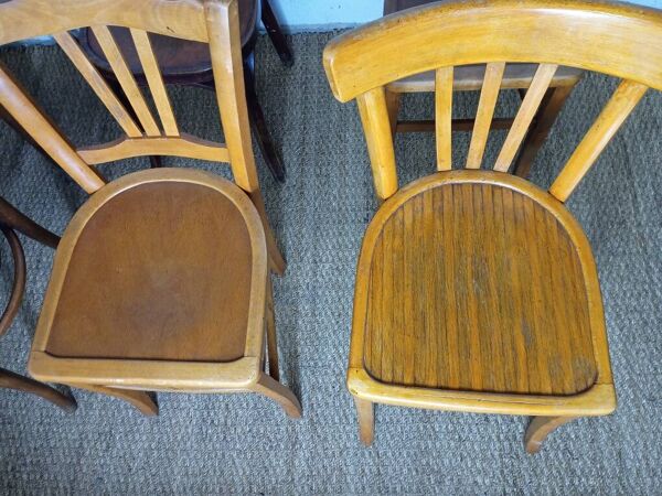 Ensemble de 8 chaises bistrot dépareillées Fischel vintage