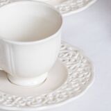 6 antique cups in openwork lace earthenware