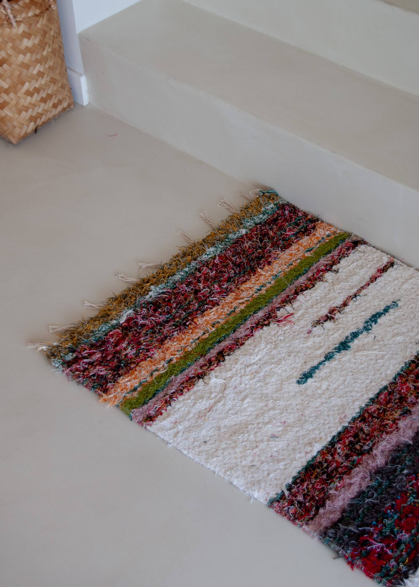 Handmade recycled cotton rug - Double thickness Multicolor