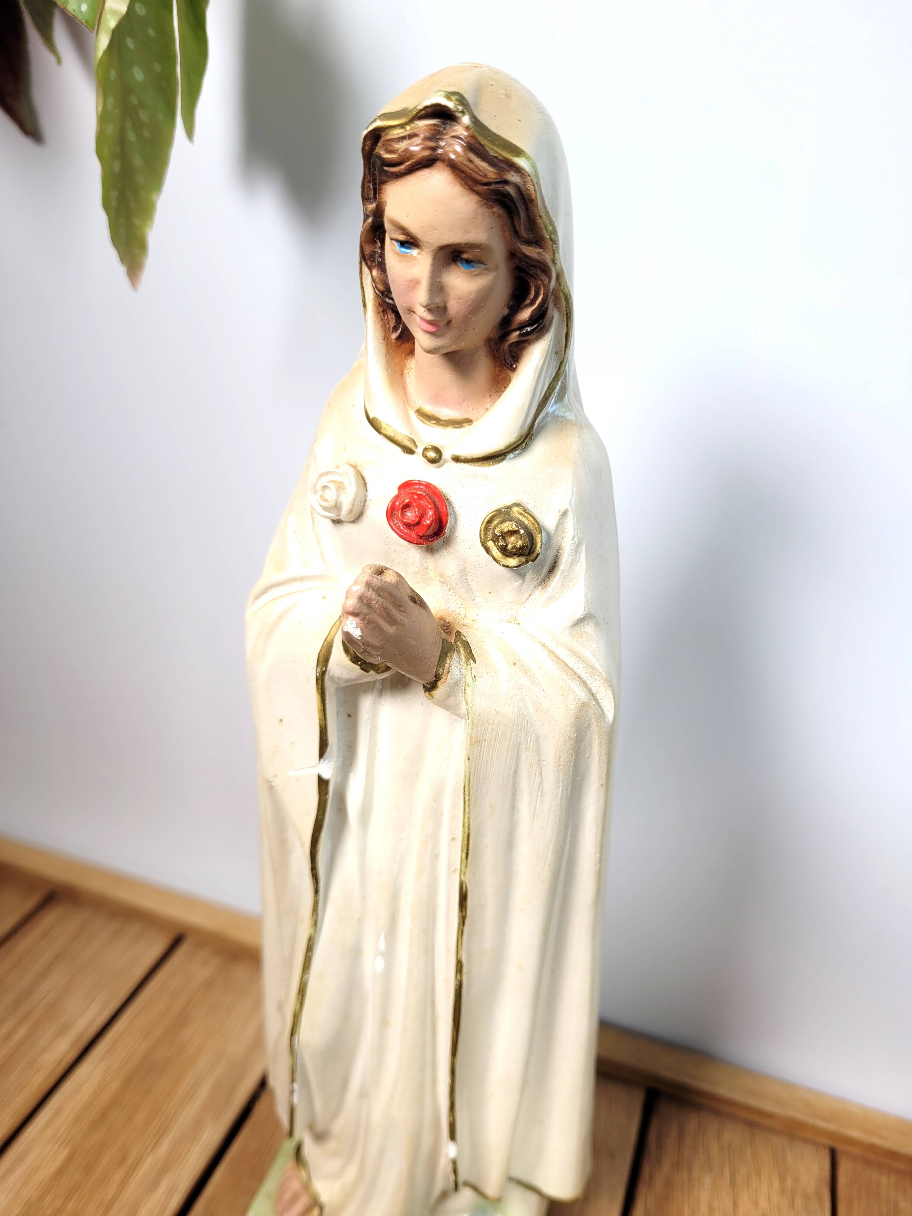 Statuette Maria Rosa Mystica en plâtre