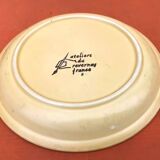 1960s 6 dessert plates Ateliers du Revernay France Matte stoneware Floral decoration