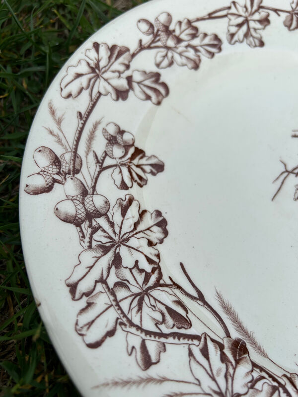 12 assiettes plates en terre de fer modèle Chasse