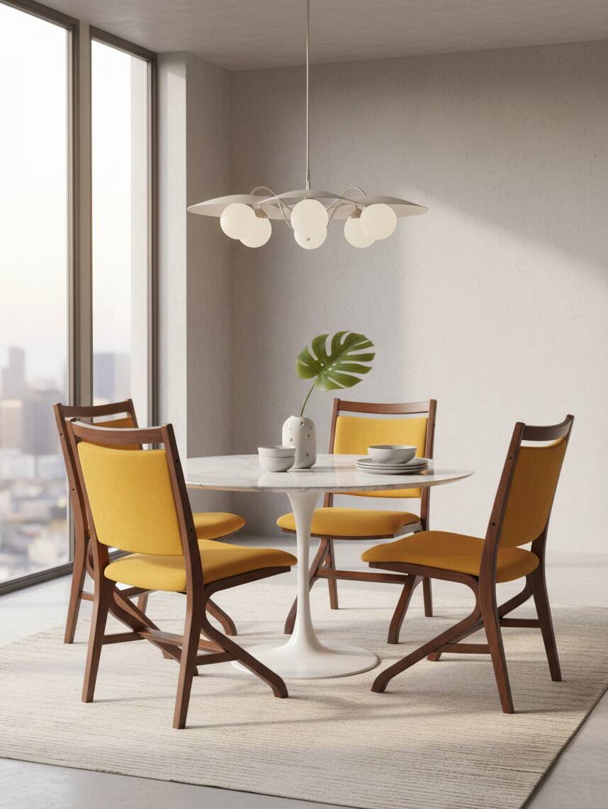 Set of 4 vintage saffron Scandinavian chairs