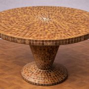 Round table in glazed ceramic mosaic – conical central base