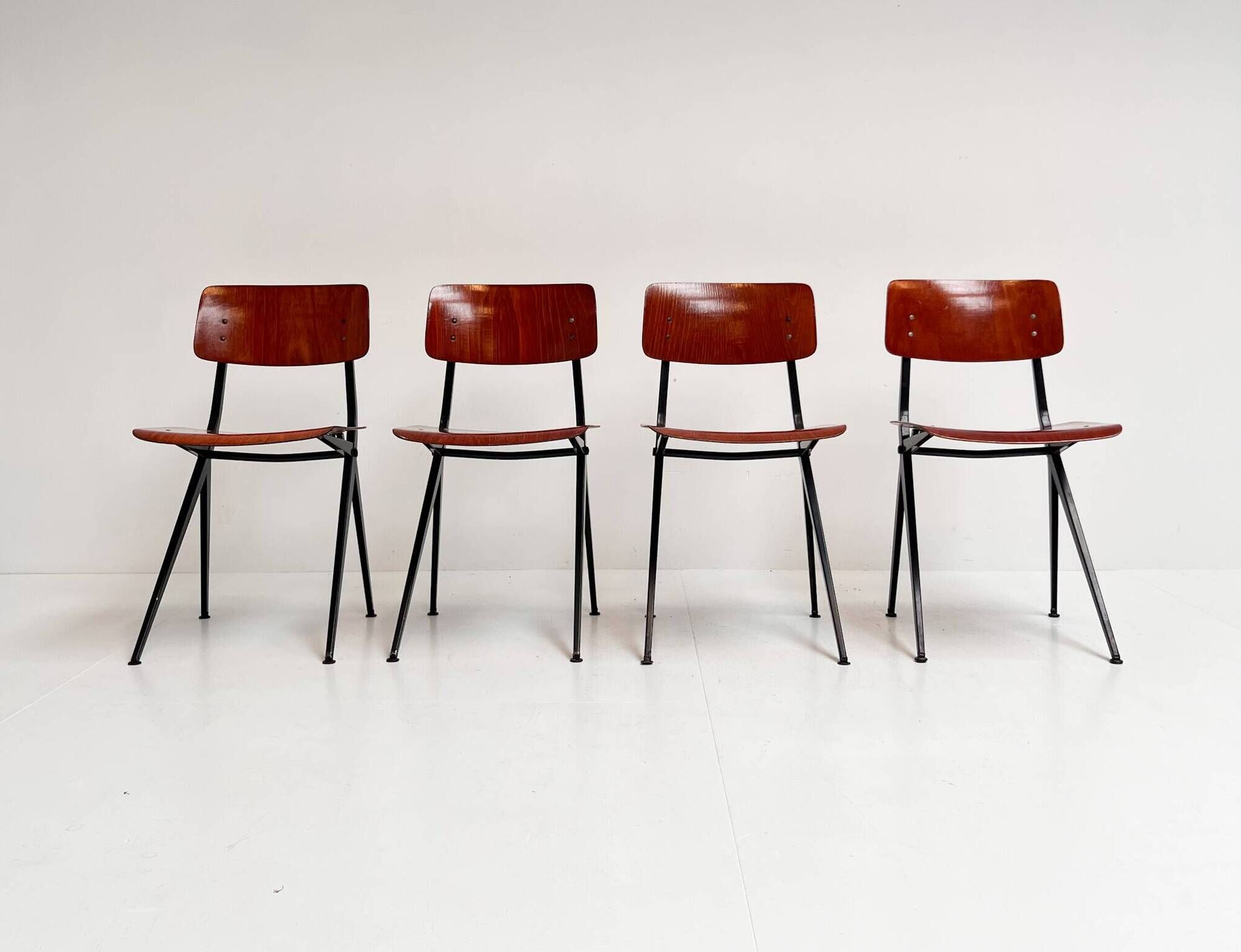 Set of 4 school chairs by Ynske Kooistra for Marko Holland, 1960s.
