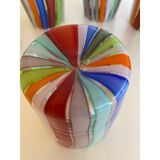 Set of 6 Contemporary Multicolored Murano Style Glasses