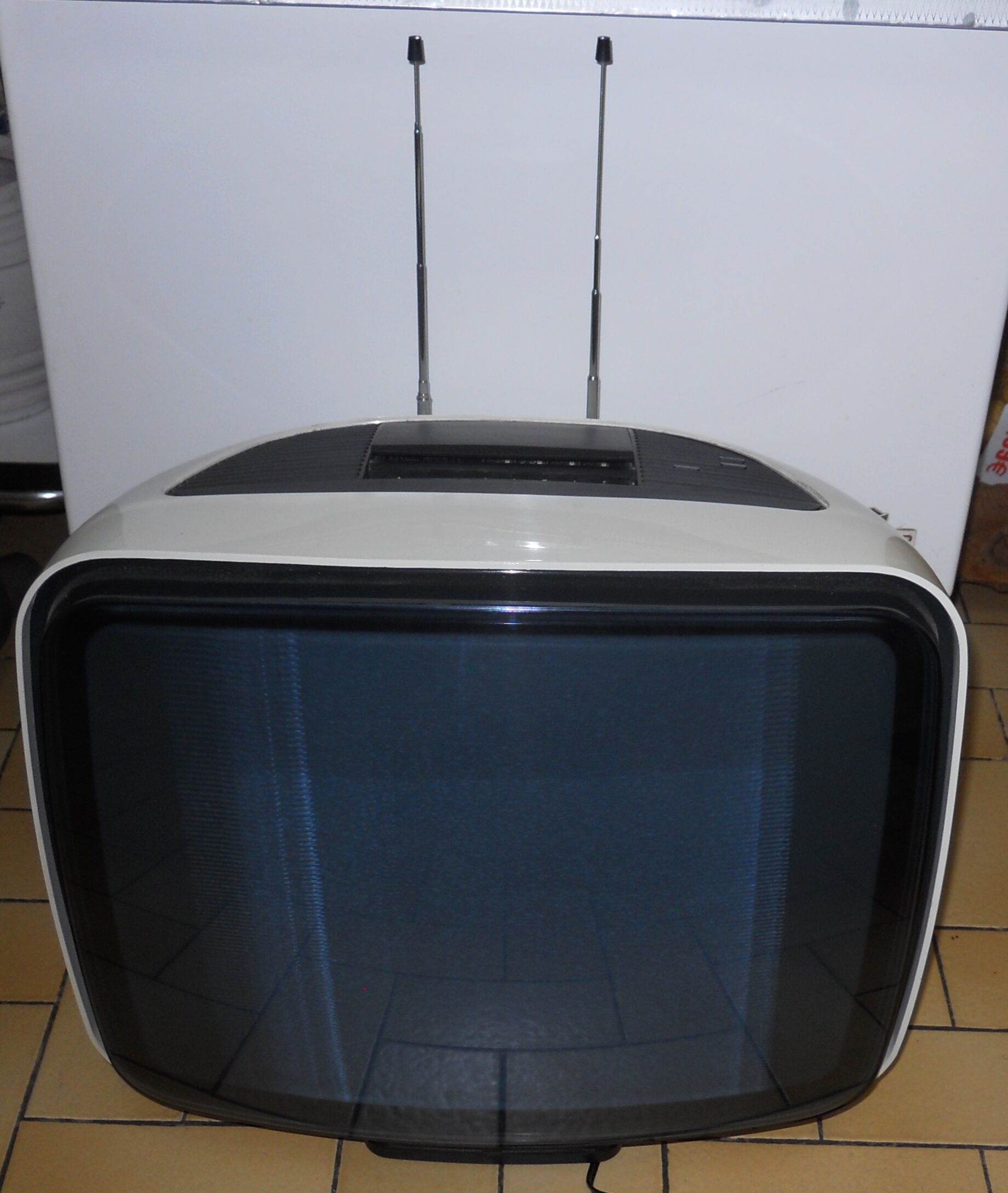 White vintage TV Pathe Marconi The voice of his master