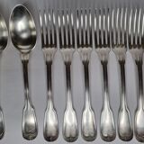 Set of 12 cutlery, tablespoons and fork, hallmark "white metal", 21 cm