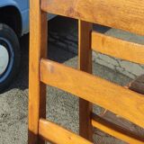 Set of 4 brutalist straw wood chairs
