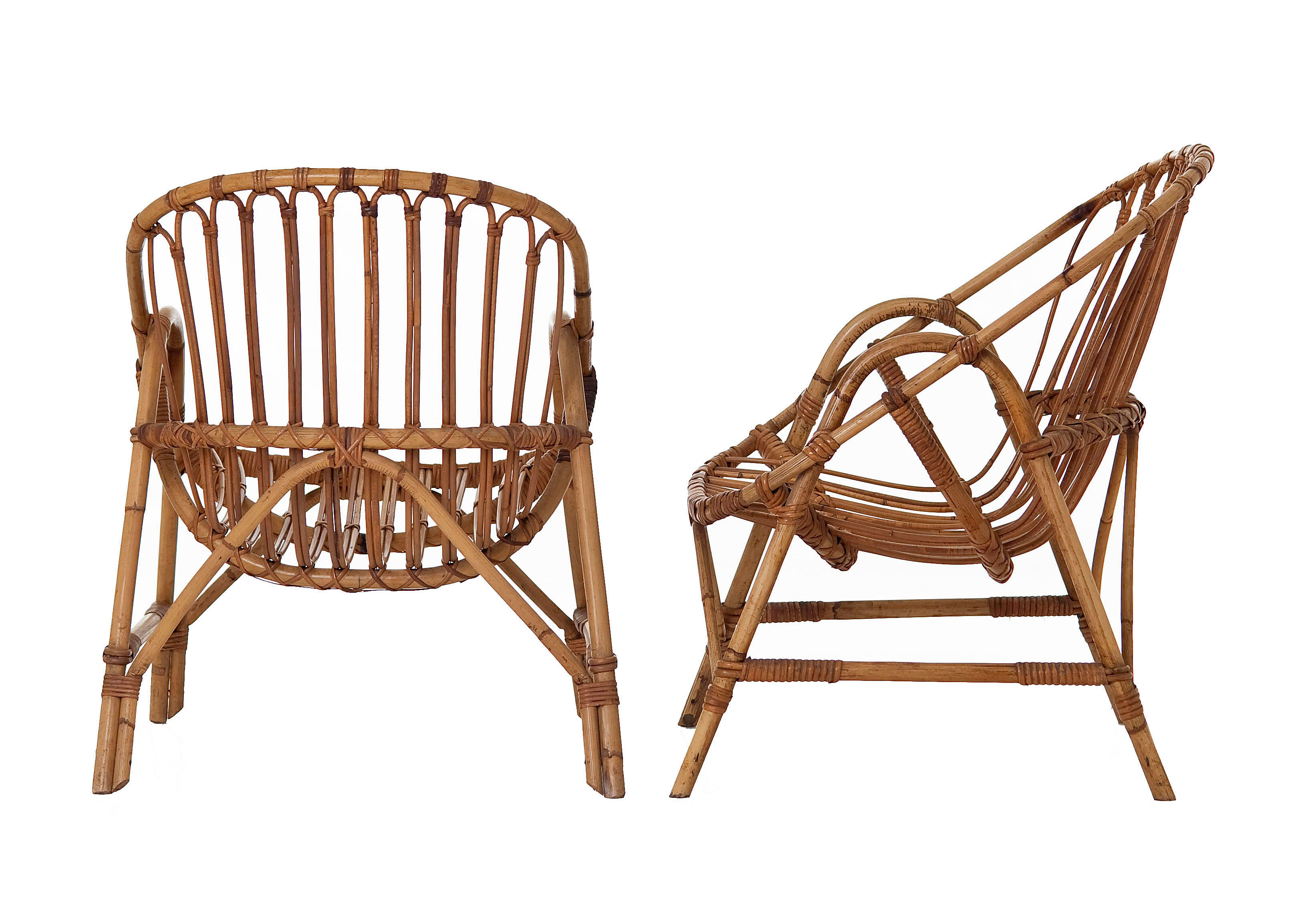 Vintage 60's rattan armchairs