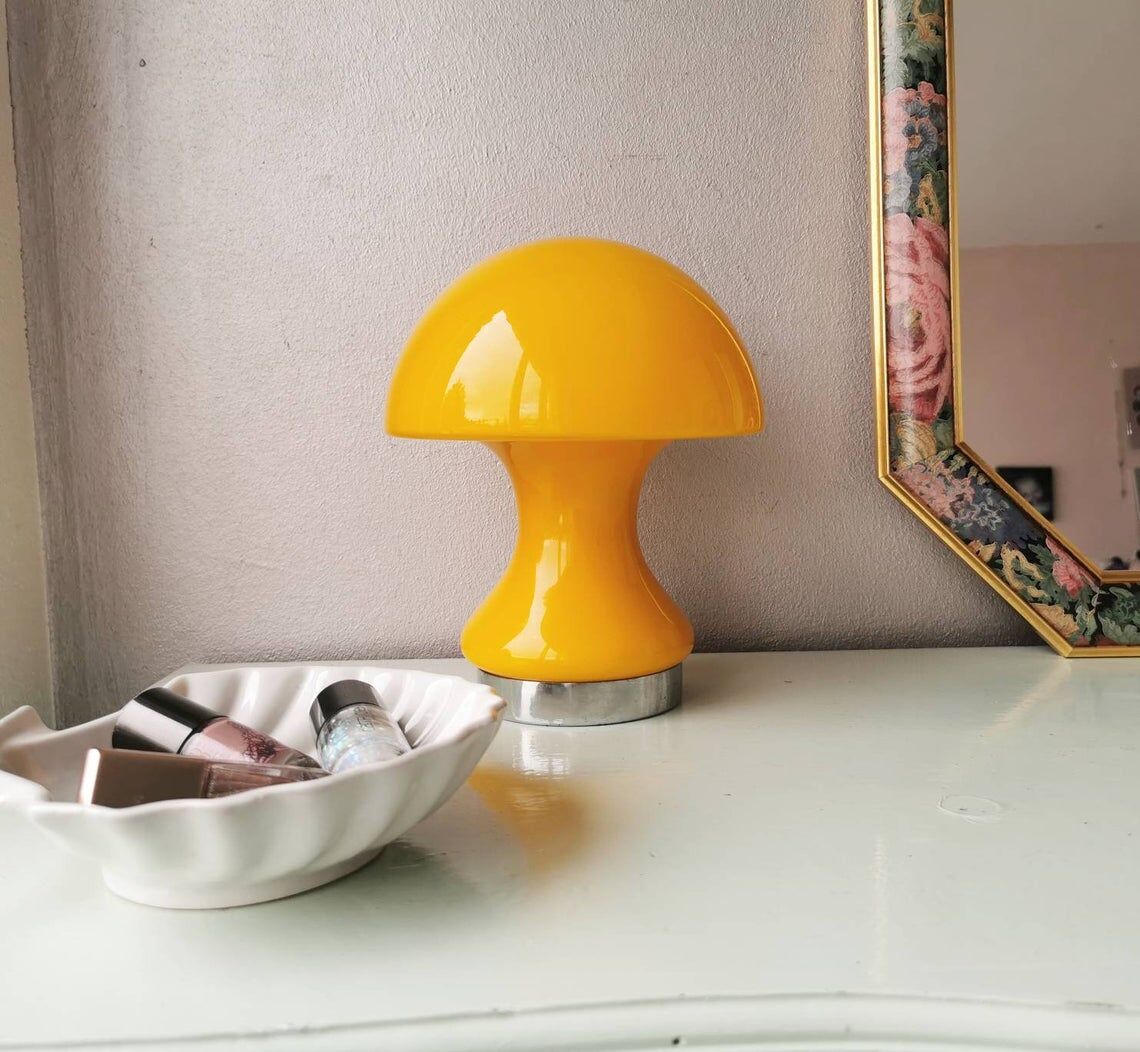 Vintage 80s glass table lamp