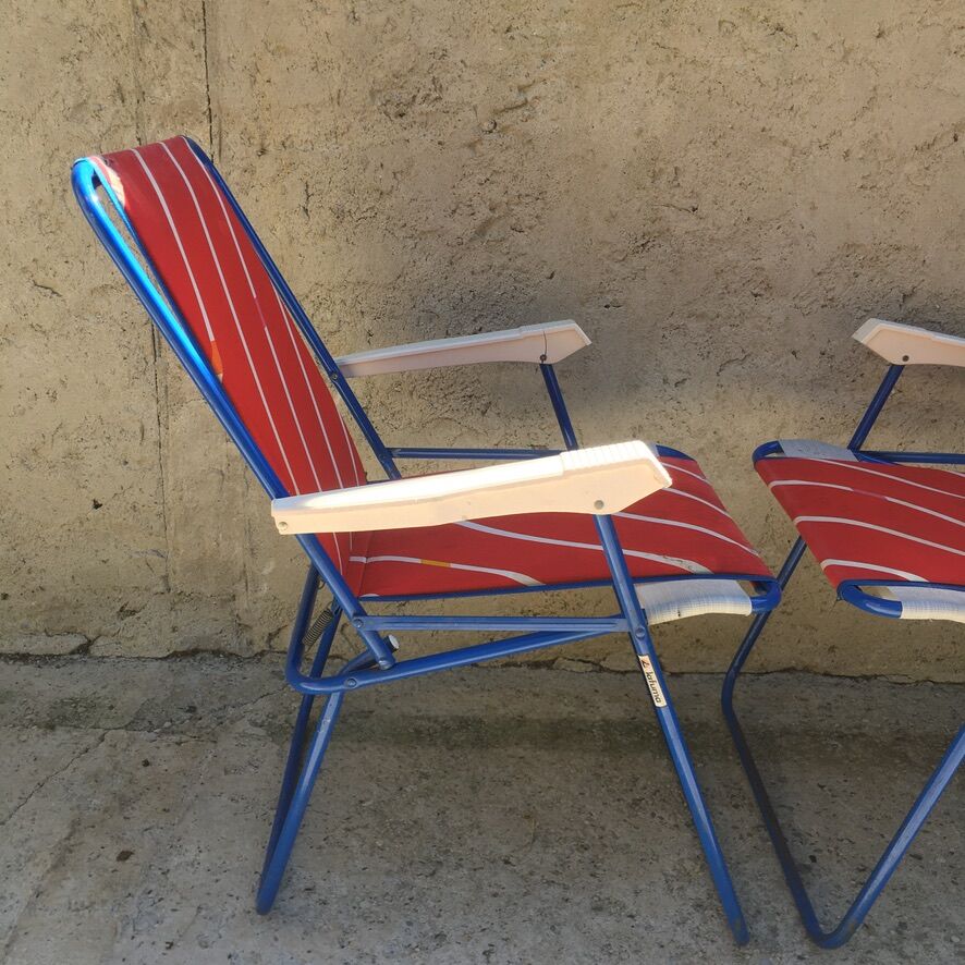 Pair of foldable camping armchairs "lafuma"