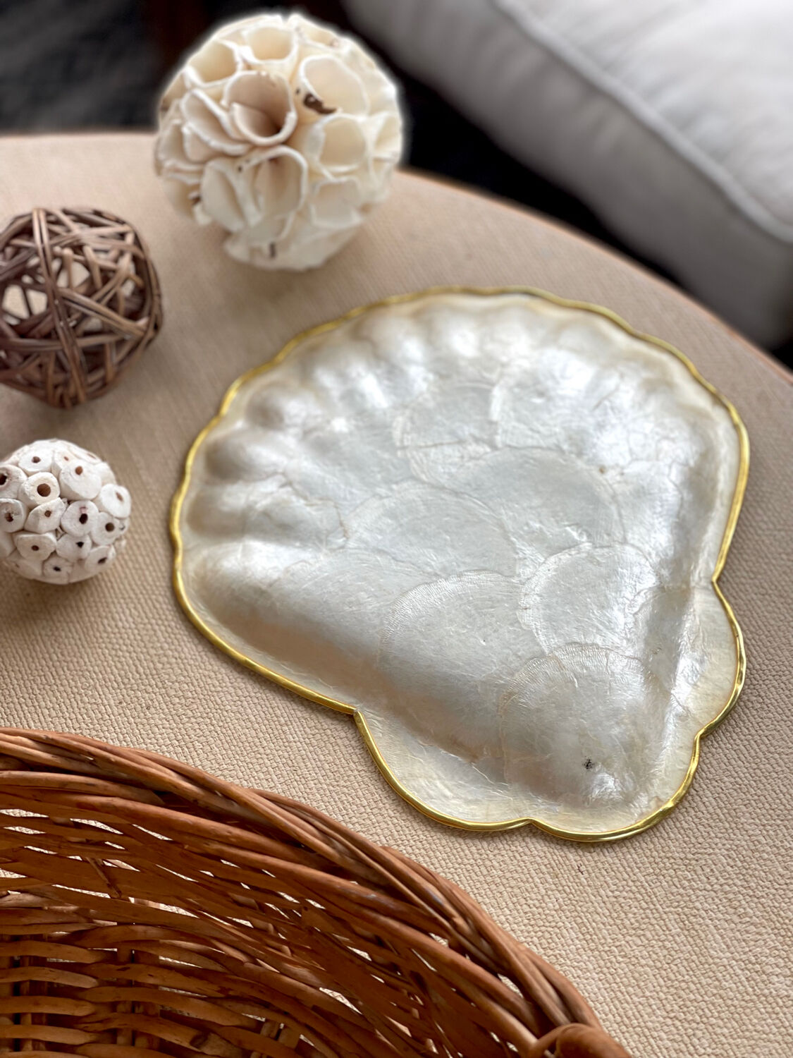 Vide poche coquille nacre et laiton