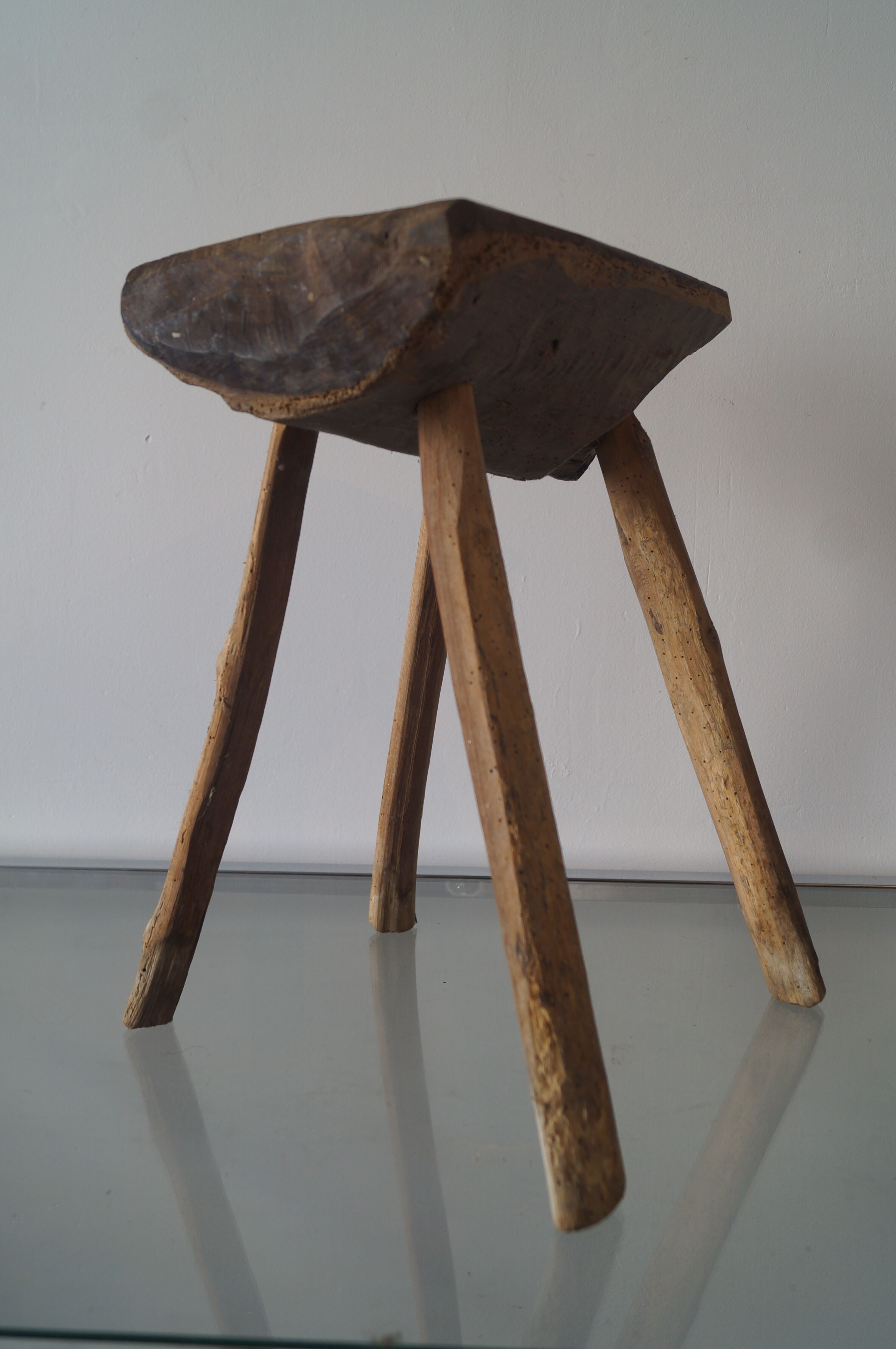 Brutalist solid wood stool
