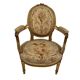 Louis XVI style gilded wood armchair, late 19th or early 20th century
