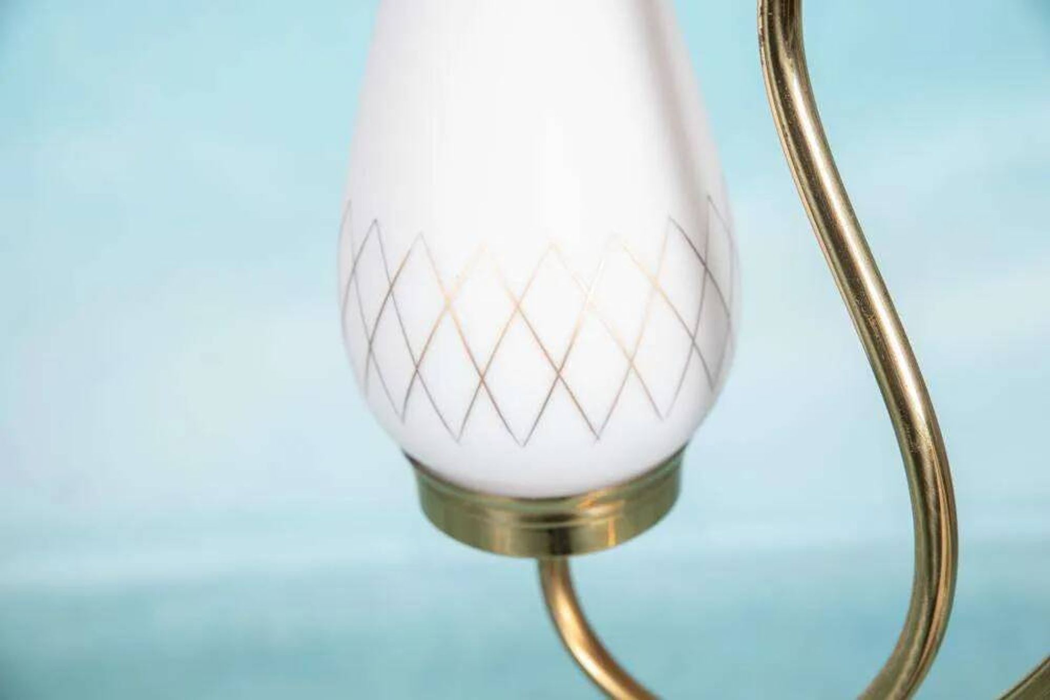 1950s Swedish mid-century suspension, vintage opaline lamp.