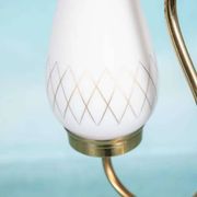1950s Swedish mid-century suspension, vintage opaline lamp.