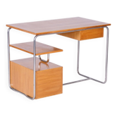 Bauhaus Writing Desk in Oak, Chrome-Plated Steel, Germany, 1930s